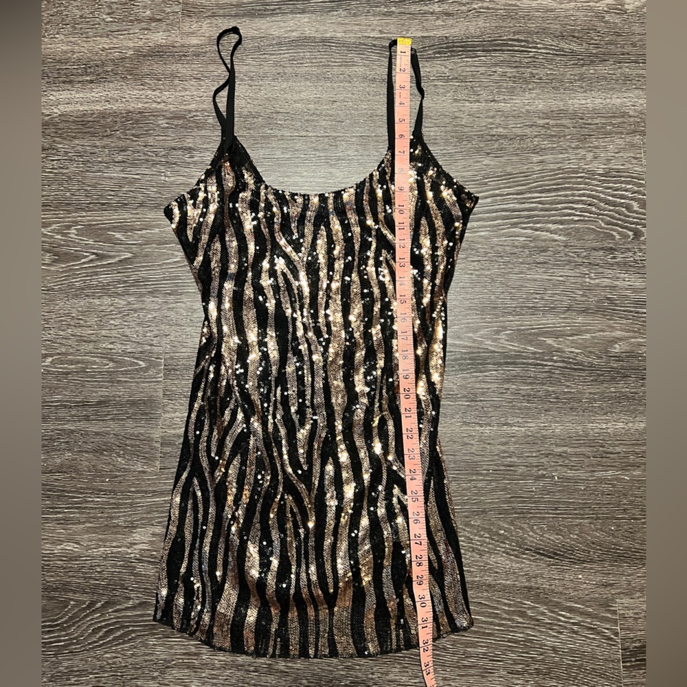 Intimately by Free People Black and Gold Fitted Sequin slip dress - Picture 3 of 5